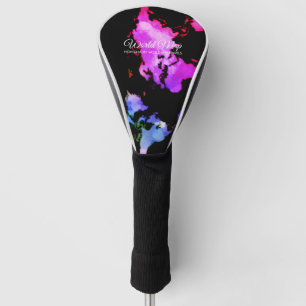 Zwarte unieke wereldkaarten reis globe reizigers a golfheadcover