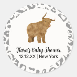 Zwarte Unique Boho Holy Koe Western Baby shower Ronde Sticker