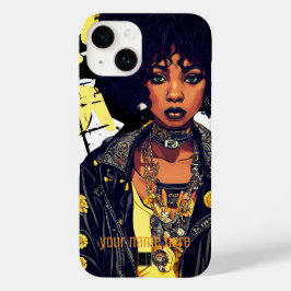 ZWARTE URBANE SCHOONHEID ROCK ROLL LEREN JAS REBEL Case-Mate iPhone 14 HOESJE