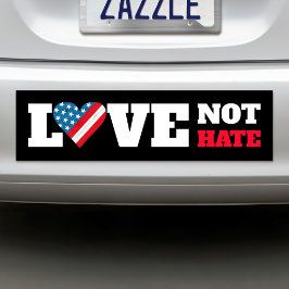 Zwarte USA Vlag Hart Liefde Niet Haat Krachtig Rus Bumpersticker