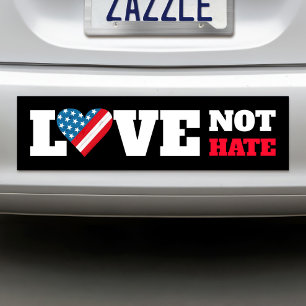 Zwarte USA Vlag Hart Liefde Niet Haat Krachtig Rus Bumpersticker