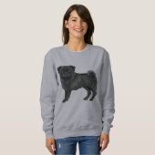 Zwarte vacht kleur Pug Mops Hondenras Animal Desig Trui (Voorkant volledig)