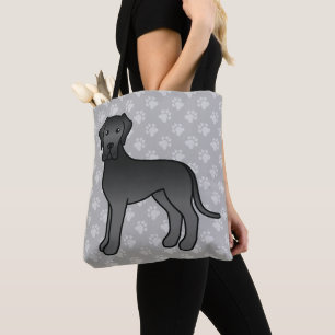 Zwarte vachtkleur Great Dane Cartoon-hond Tote Bag