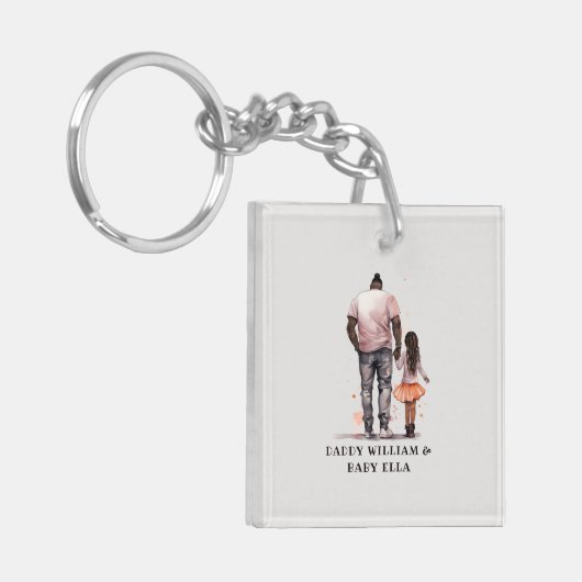 Zwarte vader en dochter Bond (5) Sleutelhanger (Voorkant Links)