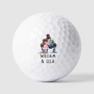 Zwarte vader en dochter Bond Golfballen