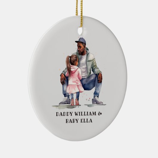 Zwarte vader en dochter Bond Keramisch Ornament (Rechts)