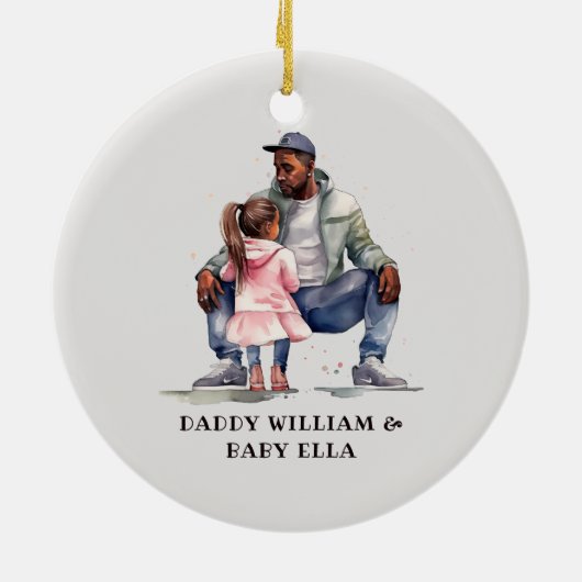 Zwarte vader en dochter Bond Keramisch Ornament (Achterkant)