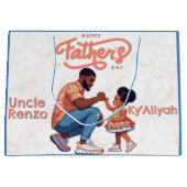 Zwarte vader en dochter vuist bult Sinaasappel & b Groot Cadeauzakje (Voorkant)