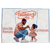 Zwarte vader en dochter vuist bult Sinaasappel & b Groot Cadeauzakje (Achterkant)