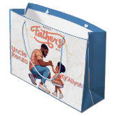 Zwarte vader en dochter vuist bult Sinaasappel & b Groot Cadeauzakje (Achterkant Gekanteld)