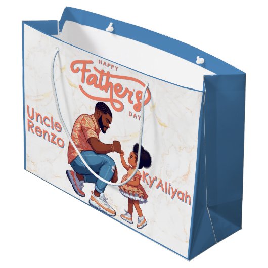 Zwarte vader en dochter vuist bult Sinaasappel & b Groot Cadeauzakje (Achterkant Gekanteld)