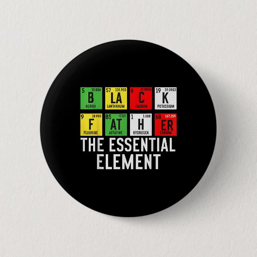 Zwarte vader Het Essentiële Element Vaderdag Jun Ronde Button 5,7 Cm (Voorkant)
