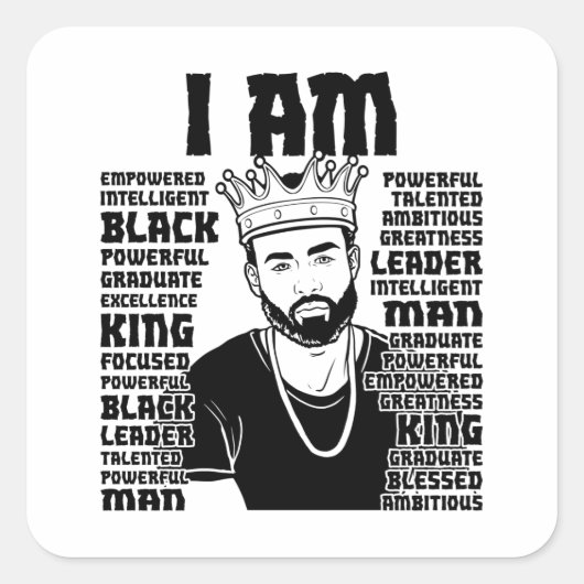Zwarte vader Melanin Christelijk Man Vader Bruh Va Vierkante Sticker (Voorkant)