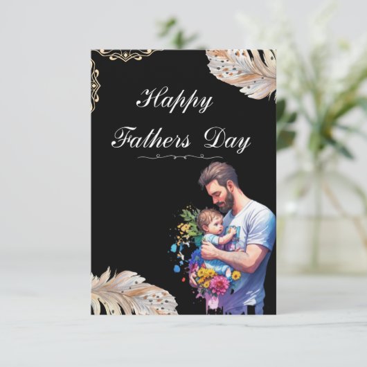 Zwarte Vaderdag Kaart (Staand voorkant)