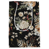 Zwarte vakantie geschenk tas medium cadeauzakje (Voorkant)