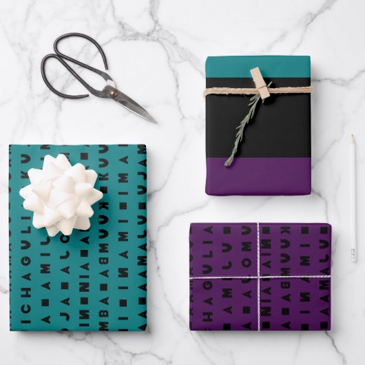 ZWARTE VAKANTIE INPAKPAPIER VEL (Voorkant)