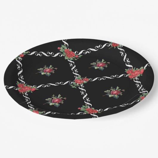 Zwarte Valentijn en twittekoolvis Papieren Bordje (Gekanteld)