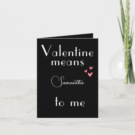 Zwarte Valentijnkaart met gepersonaliseerde naam Feestdagen Kaart (Voorkant)
