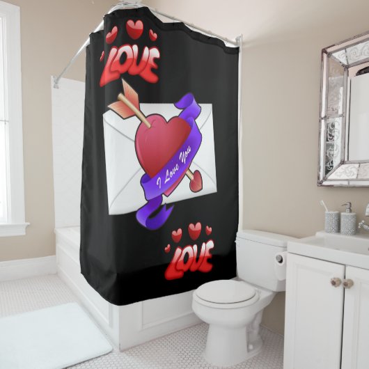 zwarte Valentijnsdag douwergordijn Douchegordijn (In situ)