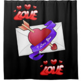 zwarte Valentijnsdag douwergordijn Douchegordijn (Voorkant)