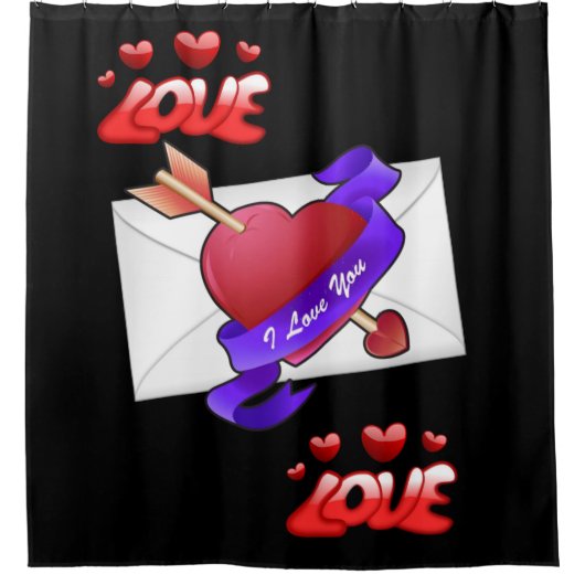 zwarte Valentijnsdag douwergordijn Douchegordijn (Voorkant)