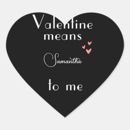Zwarte Valentijnsdag Gepersonaliseerd Naam Sticker