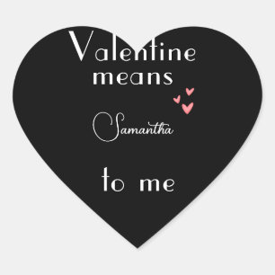 Zwarte Valentijnsdag Gepersonaliseerd Naam Sticker