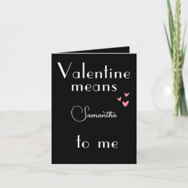 Zwarte Valentijnskaart met gepersonaliseerde naam Feestdagen Kaart