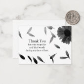 Zwarte vallende bloemblaadjes Dank u kaarten Notitiekaartje (Voorkant / Achterkant in situ)