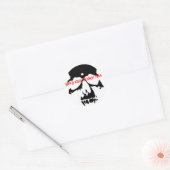 ZWARTE VAMPIRE SKULL, HARDE EDGE PROMOTIES RONDE STICKER (Envelop)