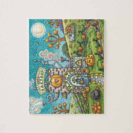 ZWARTE VANGST EN WITCH, POMPKIN PIE FACTORY PUZZLE LEGPUZZEL (Verticaal)