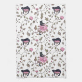 ZWARTE VANGSTEN OP VREEMDE STROMEN - roze palet Theedoek (Verticaal)