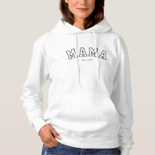 Zwarte Varsity Sporten Opgericht Mama Hoodie