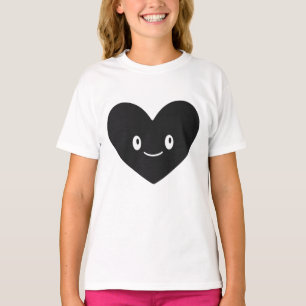 Zwarte Vector T-shirt met glimlachend hart