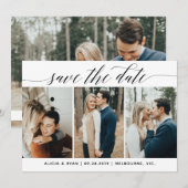 Zwarte veelvoudige foto's bewaren de datum save the date (Voorkant / Achterkant)