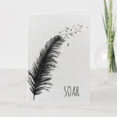 zwarte veer en vogels Afstuderen Kaart (Voorkant)