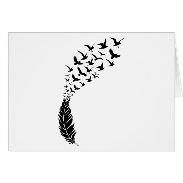 Zwarte veer met vliegende vogels (Voorkant Horizontaal)