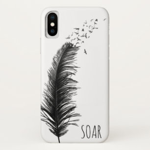 zwarte veer met vogels Case-Mate iPhone case