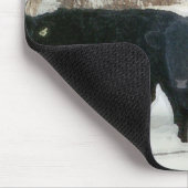 Zwarte veestapel in sneeuw muismat (Hoek)