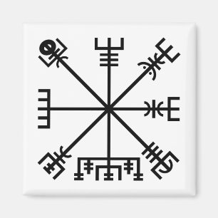 Zwarte Vegvisir Sigil op Wit Magneet