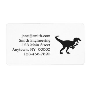 Zwarte velociraptor dinosaur - Kies achterkleur Etiket