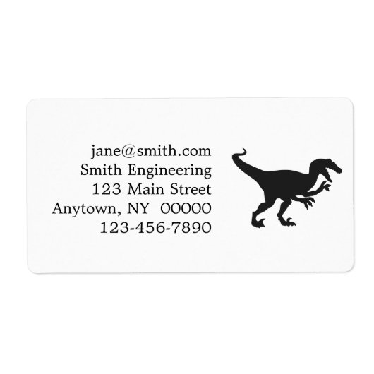 Zwarte velociraptor dinosaur - Kies achterkleur Etiket (Voorkant)