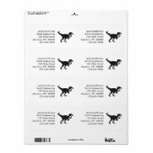 Zwarte velociraptor dinosaur - Kies achterkleur Etiket (Full Sheet)