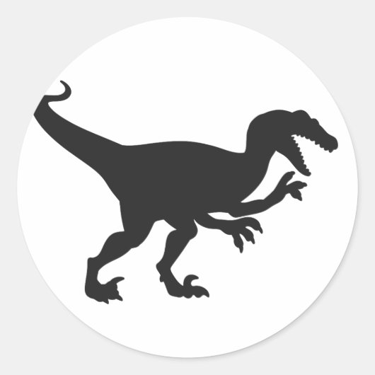 Zwarte velociraptor dinosaur - Kies achterkleur Ronde Sticker (Voorkant)