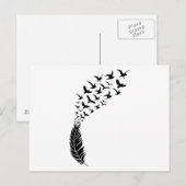 Zwarte veren met vliegende vogels briefkaart (Voorkant / Achterkant)