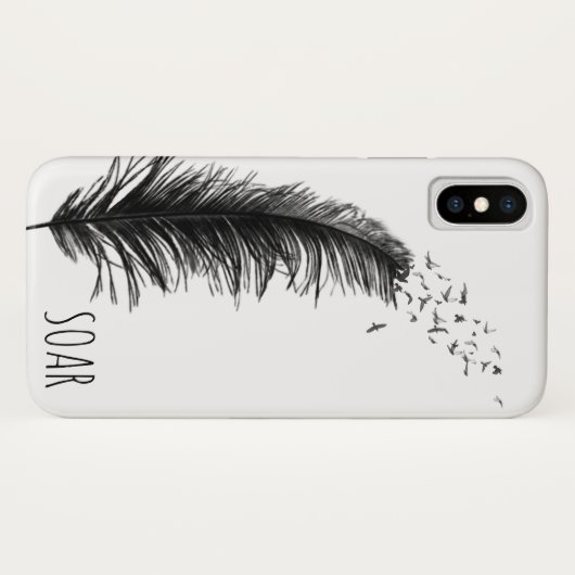 zwarte veren met vogels Case-Mate iPhone case (Achterkant (horizontaal))