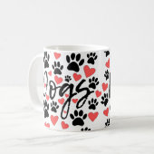 Zwarte verf drukt rode harten Typografie Koffiemok (Voorkant links)