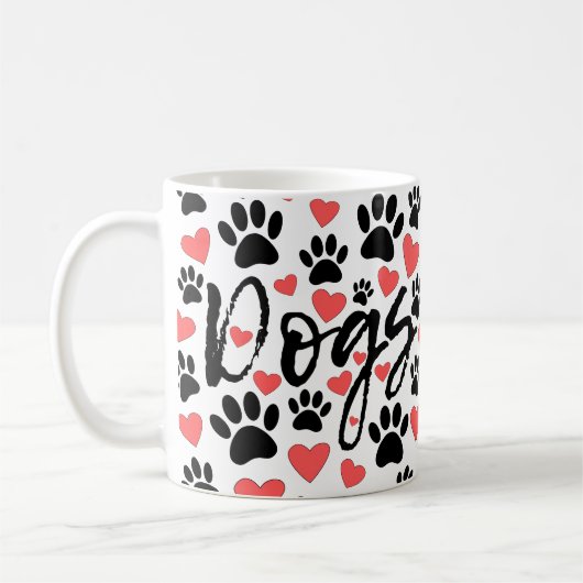 Zwarte verf drukt rode harten Typografie Koffiemok (Links)