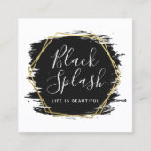 Zwarte verflijn en modern Gold Social Networking Vierkante Visitekaartje (Voorkant)