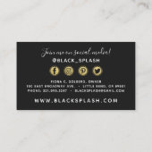 Zwarte verflijn en modern Gold Social Networking Visitekaartje (Achterkant)